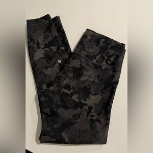 Lululemon Wunder Train Black Floral Leggings